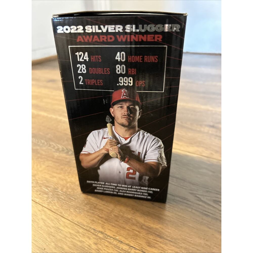 Mike Trout Silver Slugger 2022 Angels Bobblehead Baseball Very Good Has Box - Picture 10 of 14